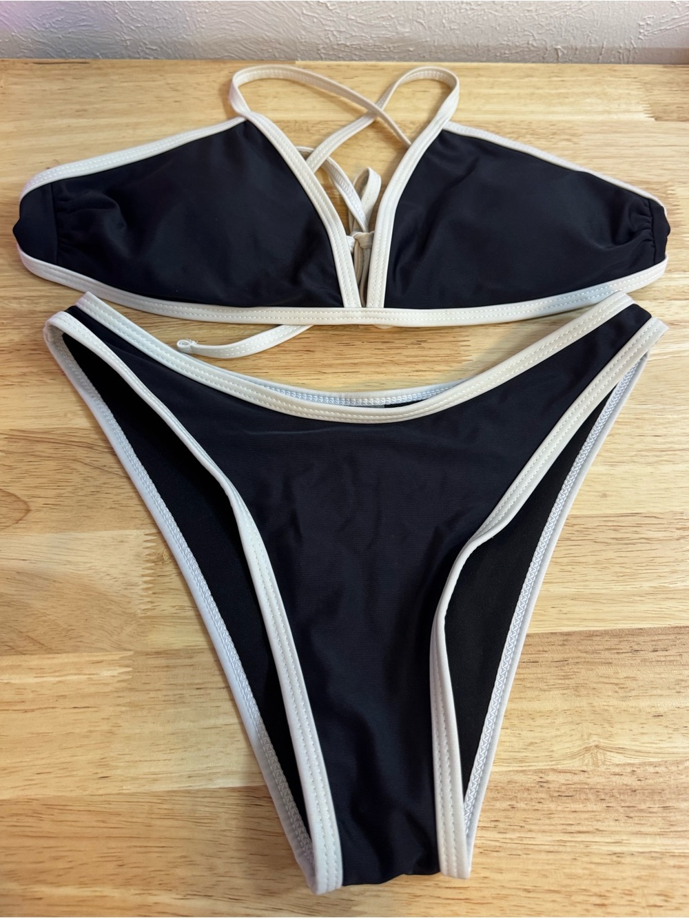 Black & White Color Block Mod High Hip Bikini